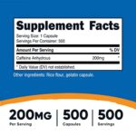 Nutricost Caffeine Pills, 200mg Per Serving (500 Caps) - Image 3