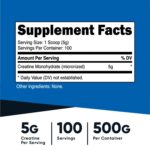 Nutricost Creatine Monohydrate Micronized Powder 500G, 5000mg Per Serv (5g) - Micronized Creatine Monohydrate, 100 Servings - Image 3