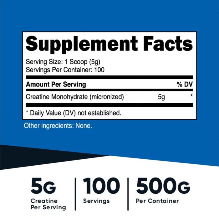 Nutricost Creatine Monohydrate Micronized Powder 500G, 5000mg Per Serv (5g) - Micronized Creatine Monohydrate, 100 Servings - Image 3