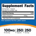 Nutricost Caffeine Pills 100mg Per Serving, 250 Capsules - Image 3